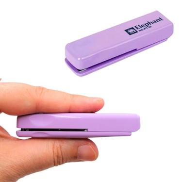Imagem de Mini grampeador, grampeador pequeno, fino, plano, compacto, portátil, fino, fofo, para escritório, estudantes, sala de aula, viagem escolar (roxo)