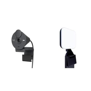 Imagem de Kit Webcam Full HD Logitech Brio 300 Grafite + Iluminação de LED Premium Logitech Litra Glow