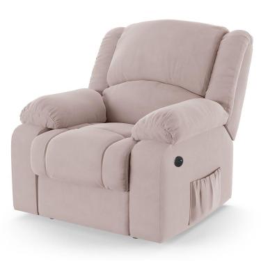 Imagem de Poltrona Do Papai Reclinável Pietra Power Touch Massagem Fh9 Veludo Rosê - Mpozenato