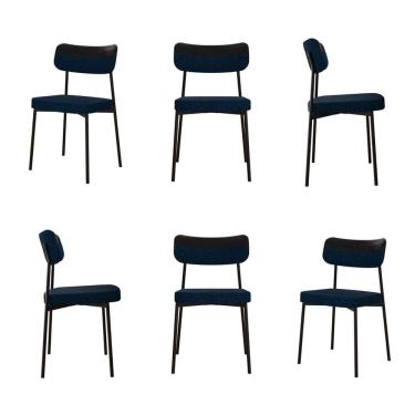 Imagem de Kit com 6 Cadeiras para Sala de Jantar Mona Yescasa Azul/Preto