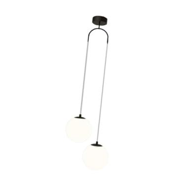 Imagem de Baoblaze Luminária pendente de globo duplo, lustre moderno de teto com bola para hotel, apartamento, banheiro, sala de jantar, Preto