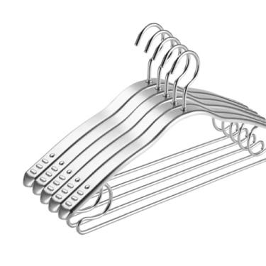 Imagem de Cabides padrão 10 peças cabides de alumínio cabides de metal cabides antiderrapantes que economizam espaço cabides resistentes para homens e mulheres economia de espaço (cor: ouro rosa) (prata)