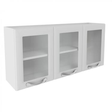 Imagem de Armário 120Cm 3 Portas De Vidro Premium Itatiaia Branco