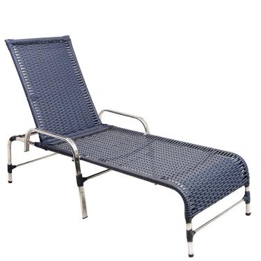 Imagem de Espreguiçadeira Esteira Catar de Alumínio Piscina Azul Dark