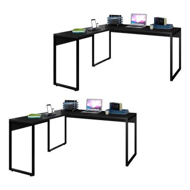 Imagem de Kit 2 Mesas De Escritório Em L 150X150 Studio Industrial M18 Preto
