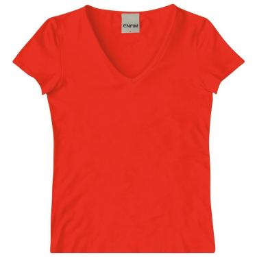 Imagem de Blusa Feminina Enfim Basica Gola V Viscose Strech  Laranja PP-Feminino