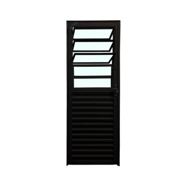 Imagem de Porta Basculante Preto D 210x80 Linha 25 Esmeralda Vidro Liso