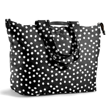 Imagem de Fit & Fresh Bolsa feminina de fim de semana - bolsa extragrande com bolsos, bolsa de viagem e pernoite, B&w Dot, 22" x 18" x 12", Bolsa All the Things Weekender