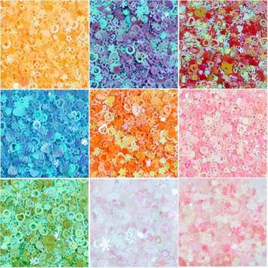 Imagem de DICOSMETIC 90G 9 cores de plástico para artesanato lantejoulas holográficas grossas brilhantes iridescentes para geleca 3D coração concha estrela, glitter, variedade de microcontas, suprimentos para