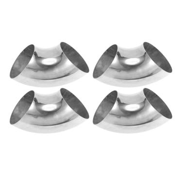 Imagem de Motoforti 4 peças 90 graus mandril curva cotovelo tubo de escape tubulação tubo de escape 12.7 cm polegadas espessura OD 1,5 mm/16GA 127x280x1,5 mm aço inoxidável 304 tom prata