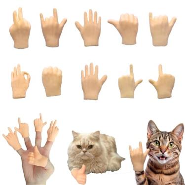 Imagem de 10 PÇS Mini Mãos, Pequenas Mãos Pequenas de Borracha Premium Realistas Miniatura de Plástico Portátil Presentes de Dedo para Show de Fantoches de Gato