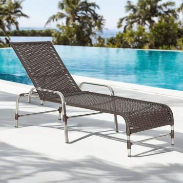 Imagem de Espreguiçadeira Regulável em Alumínio para Piscina e Jardim Catar Marrom