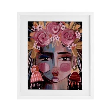 Imagem de Stupell Industries Retrato feminino de diva moderna impressão emoldurada branca sob vidro design por Anna Lischenko, 53 x 43