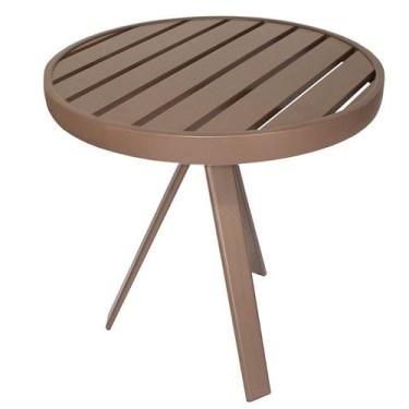 Imagem de Mesa Lateral Redonda Lótus Com Tampo Ripado - Sarah Móveis