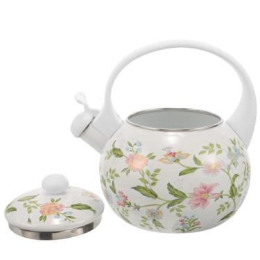 Imagem de Cabilock Chaleira para ferver apito, 2. Chaleira de água esmaltada de 2 litros, bule decorativo, reutilizável, espessa, para uso doméstico, fogões de indução a gás