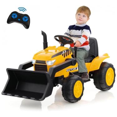 Imagem de Trator Elétrico Infantil com Controle Remoto, Escavadeira, 2 Velocidades e Música, 12V, OLAKIDS, Amarelo