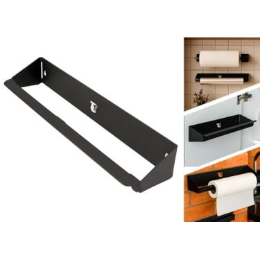 Imagem de Suporte Rolo Toalheiro Filme Laminado Parede Aço Cor Preto TLPRO - Organização e Elegância na Cozinha