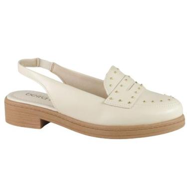 Imagem de Mule Beira Rio Sapato Slingback Feminino Tachinhas 4312.107, Creme, 38