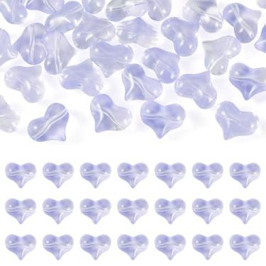Imagem de KISSITTY 30 peças de contas de coração coração amor dos namorados ardósia média cor azul cristal estético perfurado solto berloque espaçadores a granel para colares faça você mesmo, brincos, joias