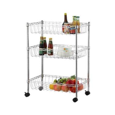 Imagem de Estante Multiuso de Aço Cromado com 3 Cestos Ajustáveis - Uteall