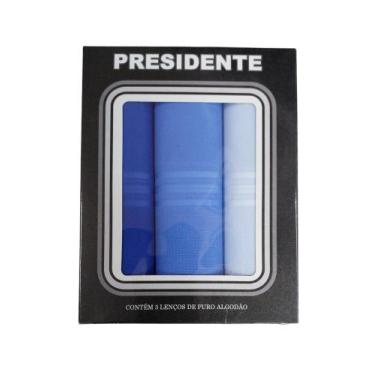 Imagem de Lenço Presidente Caixa com 3 Lenços 100 Algodão, Azul degradê