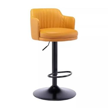 Imagem de Bancos de bar estofados com altura de balcão para Kitchen Island - Cadeiras giratórias ajustáveis com encosto e apoio para os pés em banquetas de couro sintético para assentos confortáveis