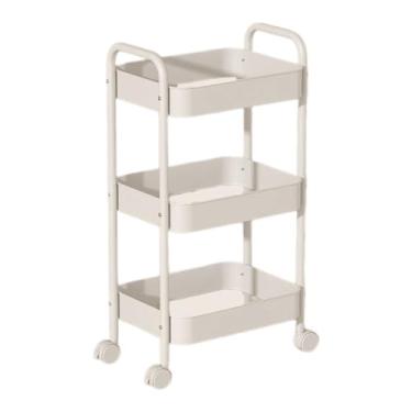 Imagem de Carrinho de rolamento de metal de 3 camadas com rodas - Organizador de armazenamento multicamadas para cozinha, banheiro, sala de estar, escritório e varanda - fácil montagem, carrinho utilitário