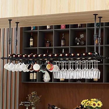 Imagem de Racks de vinho industriais multifuncionais montados na parede, com suporte de metal, suporte de vinho pendurado, acessórios de vinho, suporte de garrafa de parede, altura ajustável, prateleiras