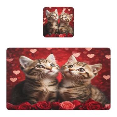 Imagem de Burbuja Jogo americano conjunto de 2, tapetes de mesa de cozinha antiderrapantes resistentes ao calor à prova d'água para mesa de jantar, laváveis, 30,5 x 45,7 cm