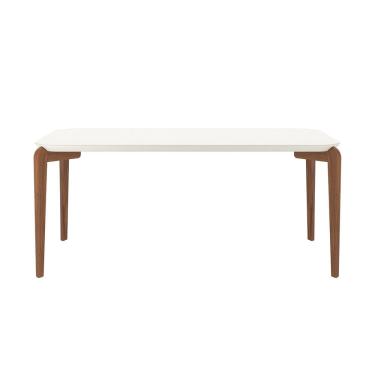 Imagem de Mesa de Jantar 180cm Retangular com Vidro Donatella Off White Fosco/Natural