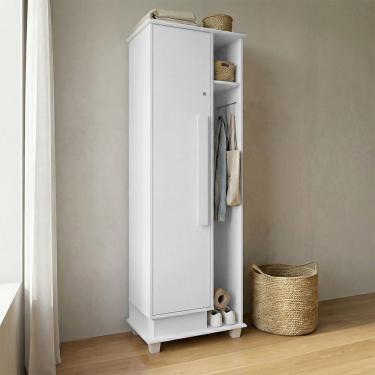 Imagem de Armário Multiuso Caribe Para Lavanderia E Serviço Com Porta E Nicho Vassouras E Prateleiras - Branco