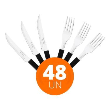 Imagem de Jogo Facas E Garfo Preto Leme 48 Pç Aço Inox Pbag Tramontina