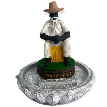 Imagem de Incensário Preto Velho 12Cm 3 Varetas Em Resina