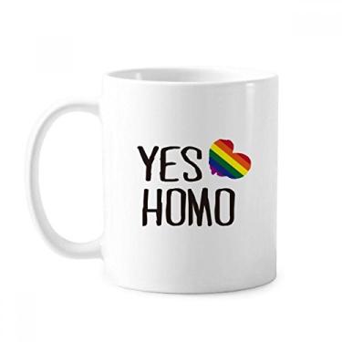 Imagem de Yes Homo LGBT Rainbow Love Caneca Cerâmica Café Porcelana Louça
