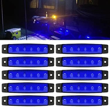 Imagem de 10 x 6 LEDs Clearence Truck Bus Trailer Marcador lateral Indicadores luz traseira freio lâmpada de parada 12V (azul) ¡- ¡-