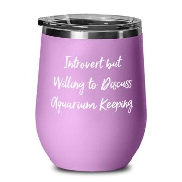 Imagem de Introvert, mas disposta a discutir aquário. Taça de vinho, presente de aquário, copo de vinho de aço inoxidável para homens e mulheres