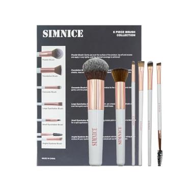Imagem de Conjunto de pincéis de maquiagem profissional Simnice - 6 unidades de pincéis de maquiagem para sombras de olhos, kit de pincéis de maquiagem para sobrancelhas, cosméticos de viagem, pincéis de maquiagem facial para mulheres