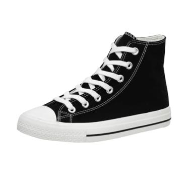 Imagem de CUSHIONAIRE Tênis feminino de lona Vance de cano alto + espuma viscoelástica, Zíper preto/branco, 9