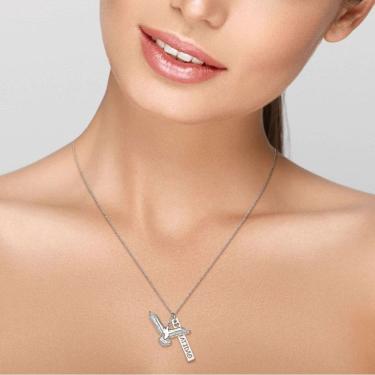 Imagem de Colar Espirito Santo E Placa Gratidão Em Prata Com Ródio.