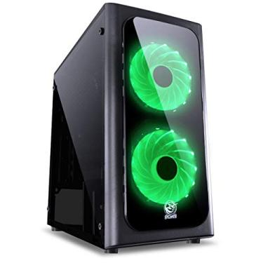 Imagem de GABINETE MID-TOWER VENUS PRETO COM 2 FANS LED VERDE LATERAL EM ACRÍLICO - VENPTVD2FCA - PCYES