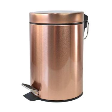 Imagem de Lixeira inox rose gold com pedal 5l balde interno de plástico - EQP PR