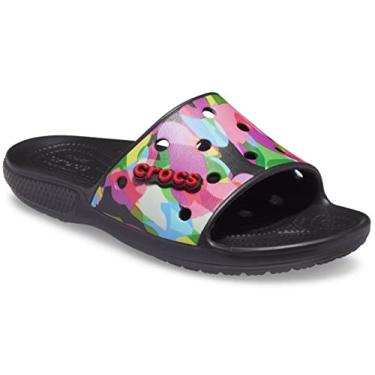 Imagem de Crocs Slide gráfico clássico unissex para adultos, Preto/Multi, 34