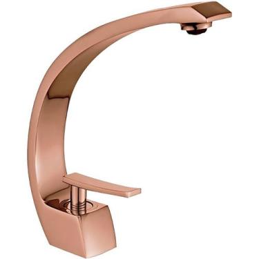 Imagem de Torneira Banheiro Monocomando Cascata Curva Rosê Gold Luxo - Stillus H