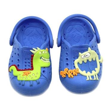 Imagem de  Babuche Sandália Infantil Menino Plugt Joy Baby Monstrinhos Azul Roya
