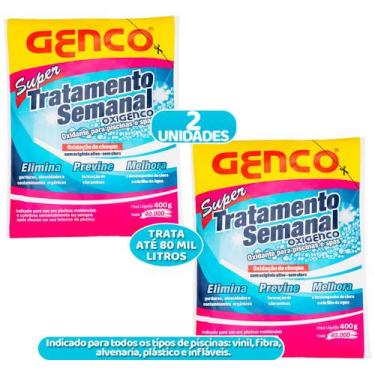 Imagem de Kit 2 Super Tratamento Semanal Genco Para Piscinas Spas Oxigenco Choqu