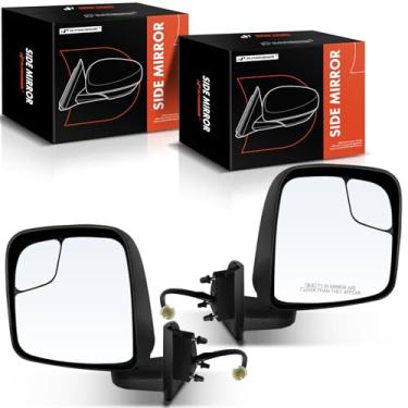 Imagem de A-Premium Par (2) espelhos retrovisores elétricos do lado do motorista e do passageiro - compatível com Nissan NV200 2013-2021 e Chevrolet City Express 2015-2018 - Aquecido manual dobrável preto -