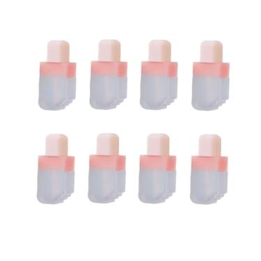Imagem de zaoalife Recipiente vazio de tubo de brilho labial, 10 peças de tubo de esmalte labial recarregável, frascos de protetor labial em forma de picolé, tubo de brilho labial de sorvete rosa