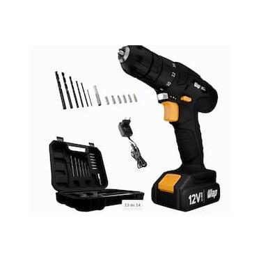 Imagem de Parafusadeira e Furadeira Wap BPF 12K3 Black a Bateria Li-Ion 12V Carregador com Maleta e Kit de 13 Acessórios - Bivolt