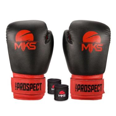 Imagem de Luva de Boxe Muay Thai MKS Combat New Prospect Black &amp Red + Bandag