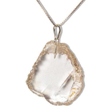 Imagem de Colar Topázio Branco Chapinha Natural Prata 950 Pedra 2025 - Cristaisd